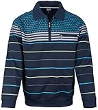 SOUNON Herren Sweatshirt, Polohemd, Pullover mit Hemdkragen, Meliert – Dunkelblau (M2), Groesse M