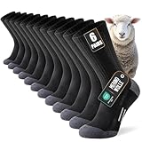 Niorasen Merino Socken Herren, 6 Paar Atmungsaktive Wolle Socken mit Gepolstert, Anti-Blasen Wandersocken für Outdoor Wandern Tennis Laufsport Sportsocken, 43-46 37-42 47-50