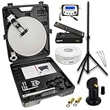 PremiumX Mobile Camping SAT Anlage Satellitenschüssel TV Receiver Satelliten-Finder Single LNB 10m Kabel Koffer Camp Stativ