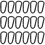 XHMAXE 20er Pack Karabinerhaken Schwarz, Aluminium Karabiner D-Ring Haken Schlüsselclip für Rucksack, Reisen und Outdoor-Abenteuer (D4 4cm)