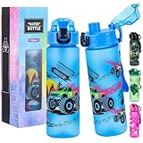 SUPPRUI Trinkflasche Kinder,700ml Trinkflasche Schule Auslaufsicher,Kohlensäure Geeignet, BPA-Frei,One-Touch-Öffnung,Leicht zu Reinigen,Kindertrinkflaschen(Blau)