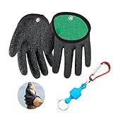 LIMEOW 1 Paar Angelhandschuhe Raubfisch Stichfeste Bissfest Wasserdicht Angelhandschuh mit 1 Stück Magnetverschluss Anti-Schnitt Rutschfesten Handschuh für Den Sicheren Umgang mit Hecht Wels
