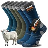Niorasen Merino Wandersocken Herren Damen, Thermosocken Outdoor Socken Trekkingsocken, Merinowolle Warme Wintersocken, Sportsocken Laufsocken Atmungsaktiv Anti-Blasen & Gepolstert 3 Paar
