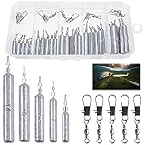 LBING Angeln Drop Shot Angelgewichte Kit 25Stk Drop Shot Rig Gewichte Angeln Sinker + 5Stk Angel Wirbel Angelzubehör
