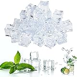 THATSRAD 60 Stück Künstliche Acryl Eiswürfel Wiederverwendbar Dauereiswürfel Klar 20MM Plastikeiswuerfel Eiswürfel aus Plastik Reusable ice Cubes Plastic Partyeiswürfel für Fotografie Requisiten Deko
