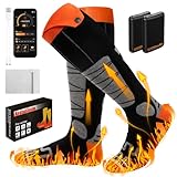 Gaeymy Beheizbare Socken, 5000mAh x 2 Akku Heizsocken mit APP Steuerung, Fußwärmer Elektrisch Beheizte Damen Herren, Wiederaufladbare Wärmende Heizung 4 Temperatur für Skifahren Radfahren Camping
