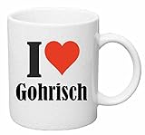 Reifen-Markt Kaffeetasse I Love Gohrisch Keramik Höhe 9,5cm ? 8cm in Weiß