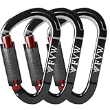 Karabiner Klettern Kletterausrüstung,3 Stück UIAA-Zertifiziert 25KN Auto Locking Kletterkarabiner Clips für Locking Hundeleine und Geschirr, Camping，Hängematten, Wandern & Utility