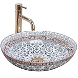 Rea Waschbecken Waschtisch Aufsatzwaschbecken Keramik Handwaschbecken Aufsatz Waschschale Blau Design Rund 40x40