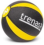 trenas - Professioneller Gummimedizinball, Medizinball PRO 2 kg, rutschfest, robust & langlebig – Für Functional Training, Kraft, Koordination, Training, Fitness & Reha, Schwarz-Gelb