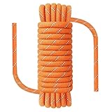Kletterseil, 10 mm x 20 Meter, 15KN Zugfestigkeit, Wasserdichtes, Frostsicheres Statisches Seil, Orange, Nylon-Polyester, für Berg, Fels, EIS, Abseilen, Baumpfleger, Schaukel