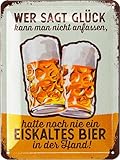 LANOLU Retro Blechschild Bier - lustige Schilder mit Sprüchen Bar Dekoration für Partykeller, Kneipen Bardeko für Stammtisch, Geschenkidee für Papa zum Vatertag, vintage Metallschild 15x20cm
