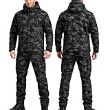 BESTXH Taktischer Anzug Herren Set, Taktische Jacke Herren und Taktische Hose Herren, Softshell Outdoor Kleidung Militär Style, Wasserabweisend & Winddicht für Jagd, Wandern, Camping, Arbeit,07,XL