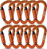 Karabiner Klettern Kletterausrüstung,10 Stück UIAA-Zertifiziert 25KN Auto Locking Kletterkarabiner Clips für Hängematten, Schaukel, Locking Hundele
