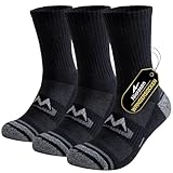 Niorasen Wandersocken Herren, 3 Paar Atmungsaktiv Gepolsterte Sportsocken Baumwolle, Anti Blase Funktionssocken Arbeitssocken, Dicke Outdoor Socken für Trekking, Tennis, Laufen, Schwarz 43-46