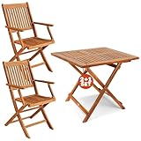 Casaria® Balkonmöbel Set 2 Personen Wetterfest Holz FSC®-zertifizierte Stühle Klappbar 160kg Belastbar Balkon Garten Terrassenmöbel Möbel 3-TLG. Akazie