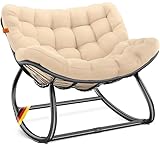 KESSER® Schaukelstuhl für drinnen & draußen ergonomischer Schaukelsessel | maximale Belastung von 120kg Relaxsessel mit Rutschfesten Füßen, Witterungsbeständig