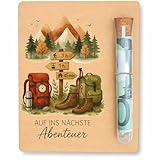 Snyvpra Wandern Geschenk, Geldgeschenk Mann, Geschenke Für Wanderer, Outdoor Abenteuer Geschenk Mit Holz Und Hanfseil, Reise Andenken Für Geburtstag Und Urlaub