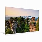 Premium Textil-Leinwand 90 x 60 cm Quer-Format Basteibrücke Sächsische Schweiz | Wandbild, HD-Bild auf Keilrahmen, Fertigbild auf hochwertigem Vlies, Leinwanddruck von Gerhard Aust