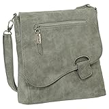 Geschenkset - Handtasche Schultertasche Umhängetasche Wildleder-Imitat Used Look mit Riegelverschluss Farbe grau