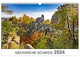 Kalender Sächsische Schweiz 2024: | 45 x 30 cm | weißes Kalendarium