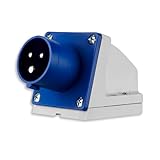 REV Caravan, CEE-Stecker Wand 230V, 3-polig, 1Ph + N+ PE, IP44, blau